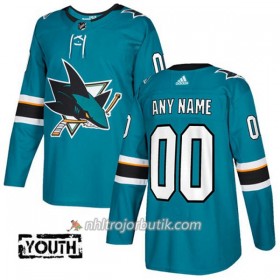 Barn Ishockey San Jose Sharks Tröja med eget tryck Adidas 2017-2018 Teal Authentic